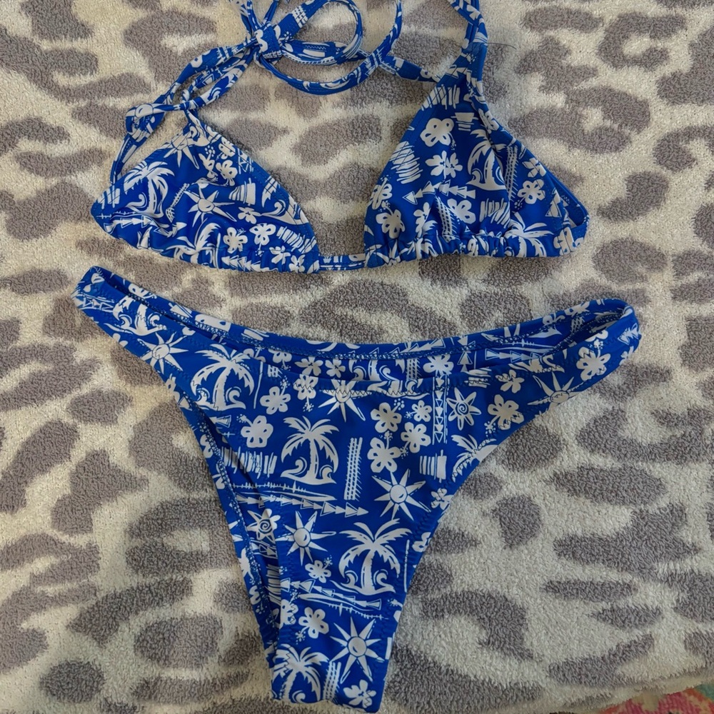 Kulani Kinis Tropical Blue and White Bikini